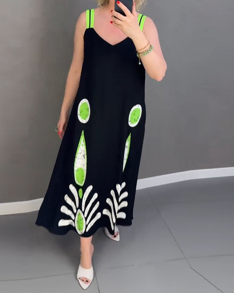 Bedrucktes Kleid mit lockeren Trägern