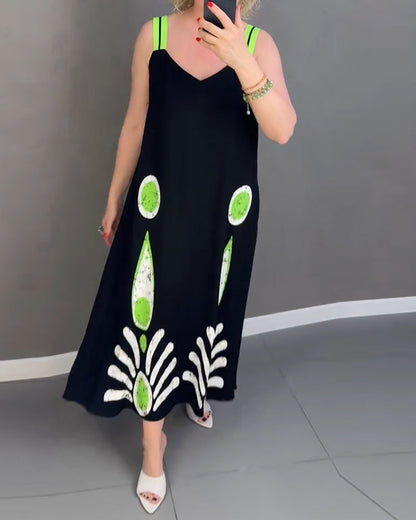 Bedrucktes Kleid mit lockeren Trägern