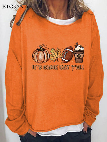 Full Size IT'S GAME DAY Y'ALL Graphic Sweatshirt Orange clothes G@L@X long sleeve long sleeve shirt Ship From Overseas Shipping Delay 09/29/2023 - 10/04/2023 Sweater sweaters trend