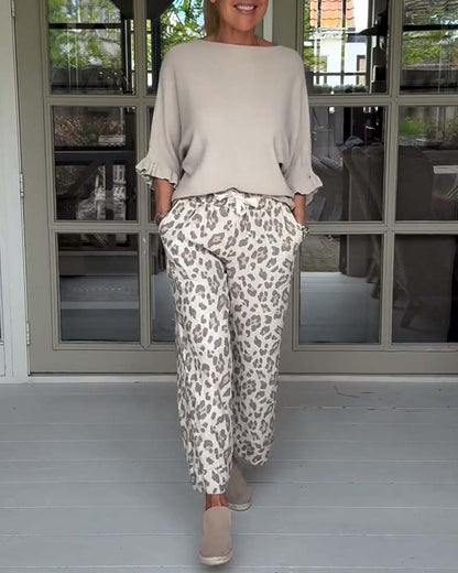 Leopard print pocket casual pants 2023 f/w Pants spring summer