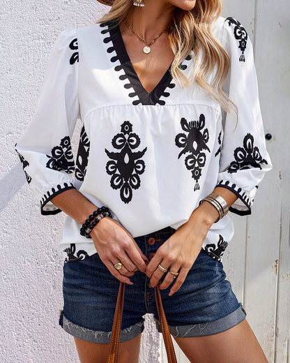 Bohemian-style bishop sleeve top