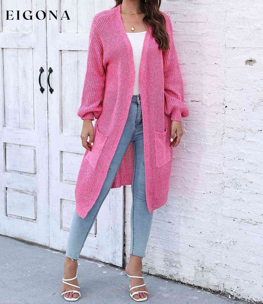 Open Front Longline Cardigan with Pockets Moonlit Mauve One Size cardigan cardigans clothes O & Y.M Ship From Overseas
