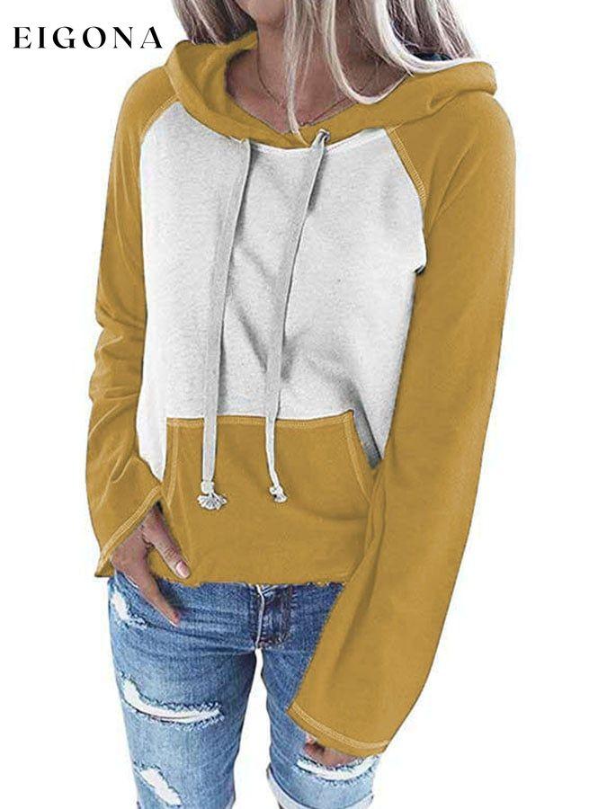 Casual Long Sleeve Hooded Colorblock Sweatshirt top tops