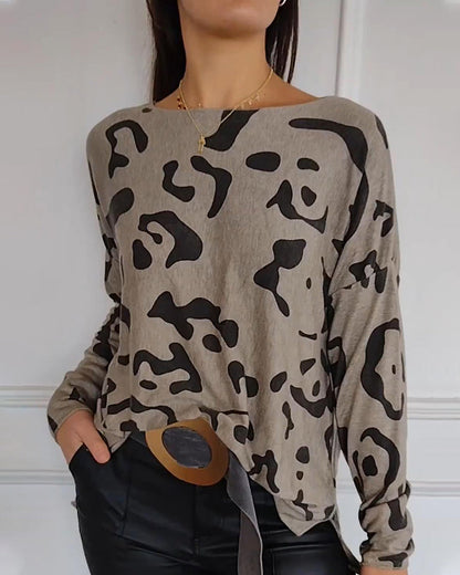 Casual printed crew neck long sleeve pullover 2024 f/w pullovers