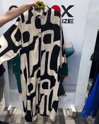 Loose lapel printed dress 2023 f/w casual dresses spring