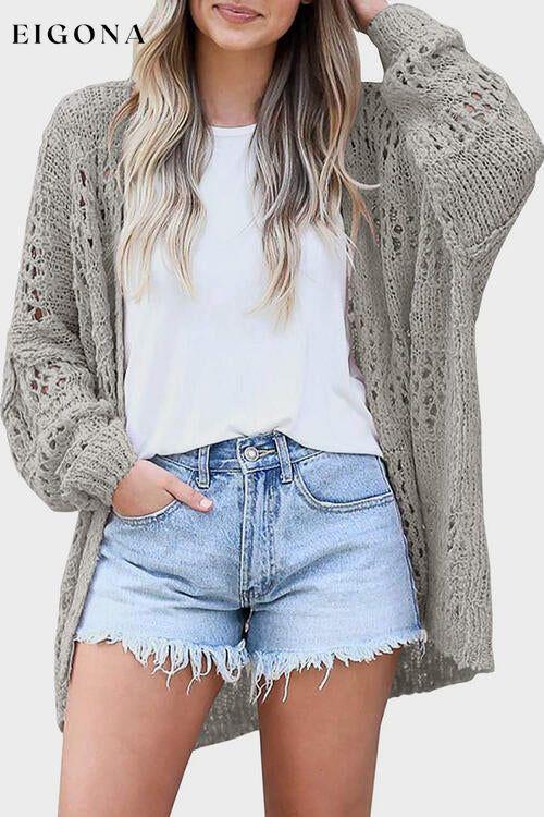 Openwork Open Front Long Sleeve Cardigan cardigan cardigans clothes Ship From Overseas X.W