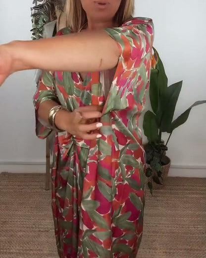 Kleid mit V-Ausschnitt und Twist-Print