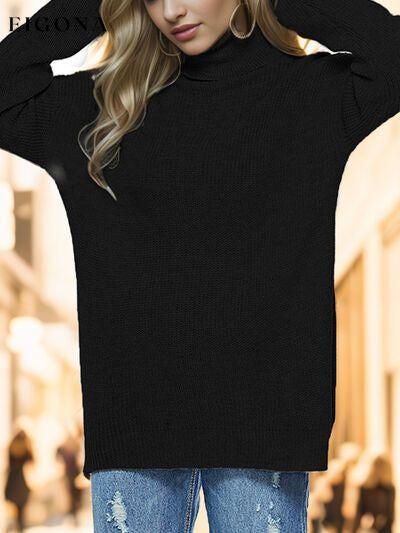 Turtleneck Drop Shoulder Long Sleeve Sweater clothes Ship From Overseas Sweater sweaters Sweatshirt Yh