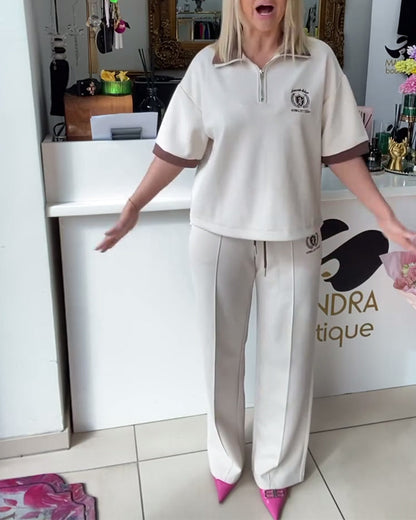 Lässiger Polo-Sportanzug in Kontrastfarbe