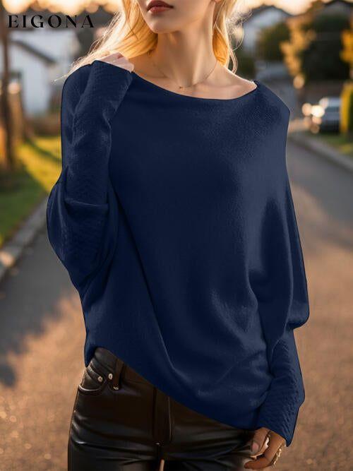 Texture Round Neck Long Sleeve Sweater clothes Ship From Overseas Y.X
