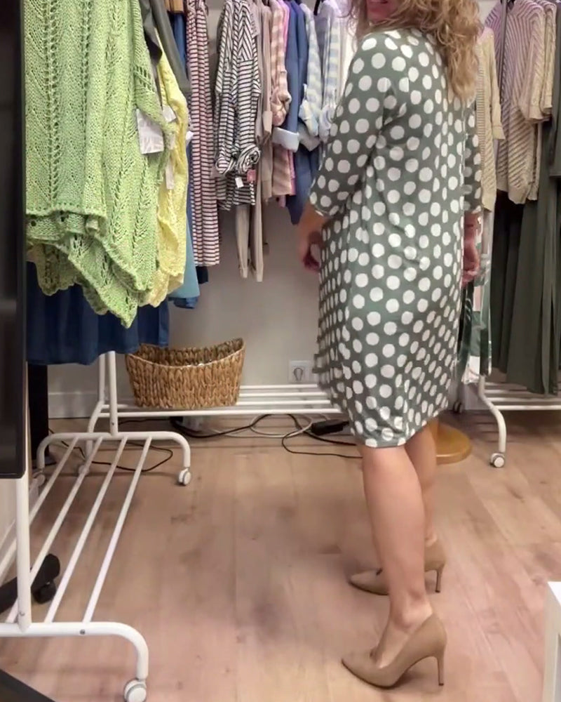 Casual V-Neck Polka Dot Dress