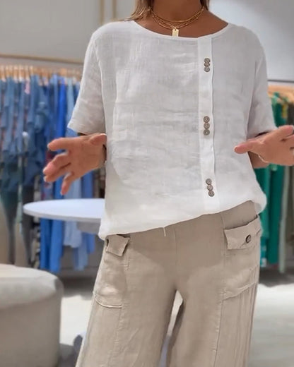 Maglietta casual con bottoni larghi