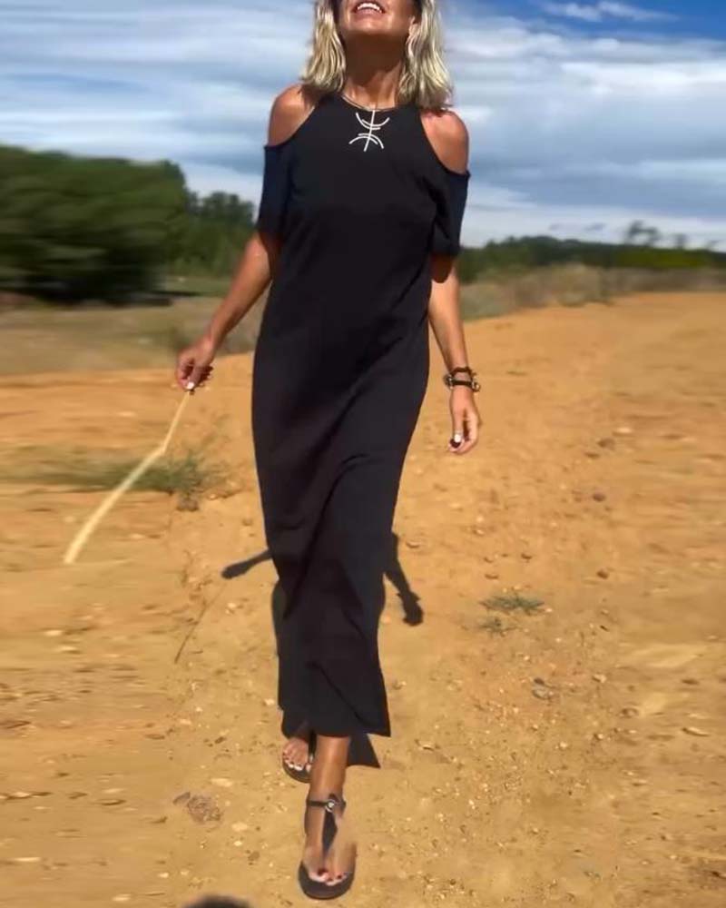 Modisches, lässiges, schulterfreies, schmales Kleid