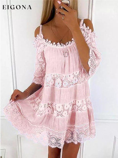 Women's Loose Sling Half Sleeve Flower Print Dress linen dresses