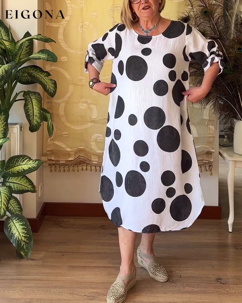 Big polka dot print round neck loose casual dress casual dresses spring summer