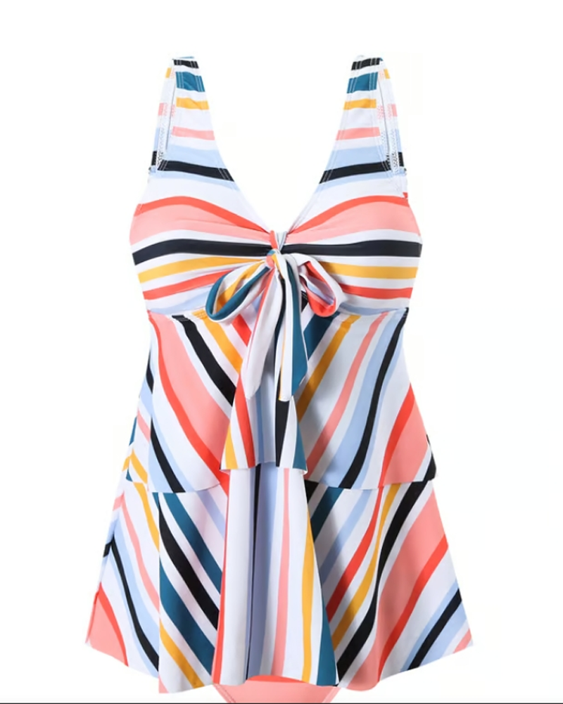 Zweiteiliger Badeanzug mit Streifen und Schnürung