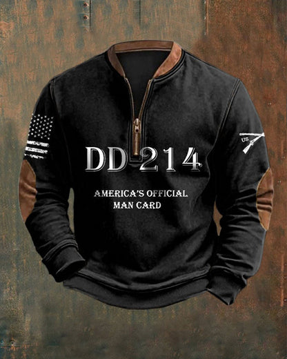 Men's DD214 America's Official Man Card Printed Sweatshirt sweatshirts man Veterans Day