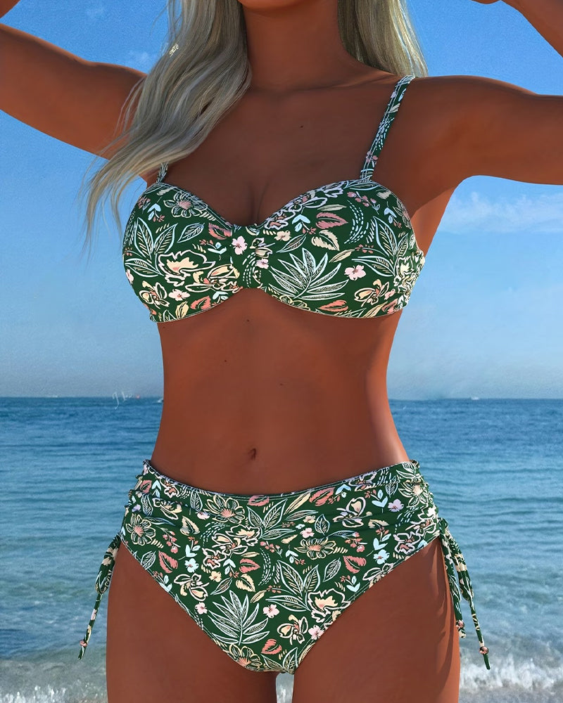 Floral-Parted String Bikini