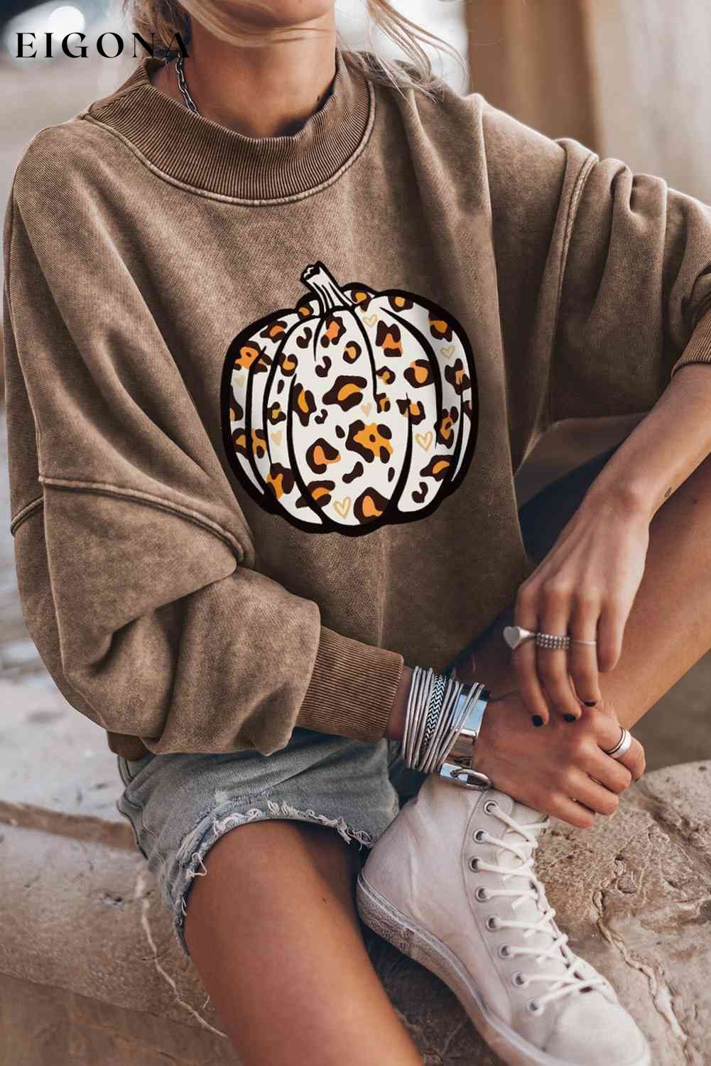 Round Neck Dropped Shoulder Pumpkin Graphic Sweatshirt clothes halloween sweaters Ship From Overseas SYNZ