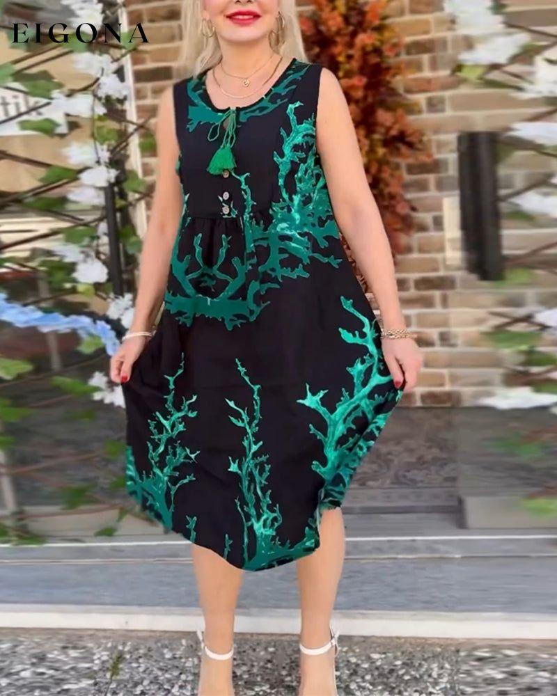 Contrast print sleeveless lace-up dress casual dresses summer