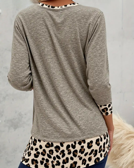 Round Neck Leopard Print Top