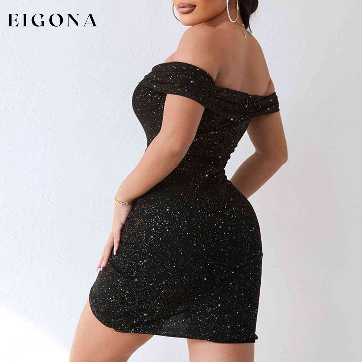 Sequin Off-Shoulder Mini Dress clothes D%W Ship From Overseas