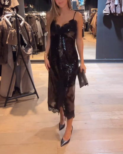 Sophisticated Spaghetti Strap Evening Dress