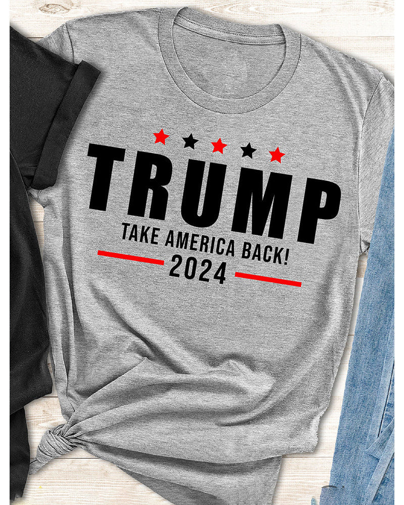 UNISEX，Trump Take America Back T-shirt 2024 f/w faith & slogan spring summer t-shirts