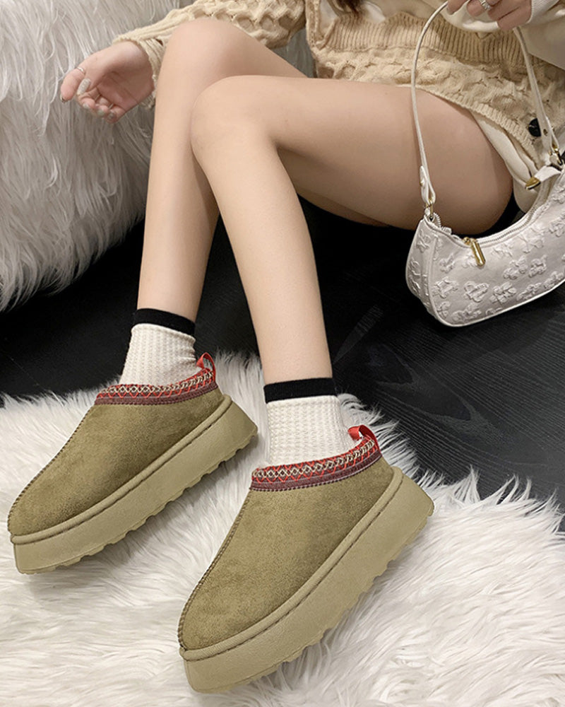 Casual solid color plus velvet warm flats 2024 f/w flats