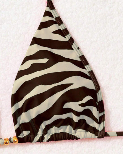 Sexy Triangel-Bikini mit Zebramuster