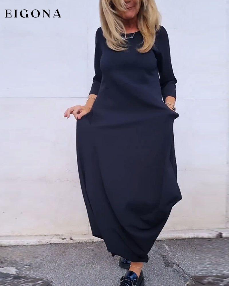 Simple solid color pocket dress 2023 f/w 23BF casual dresses Clothes Dresses spring