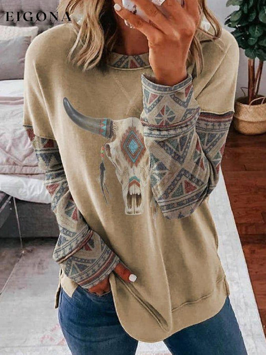 Women's retro western ethnic geometric print sweatshirt