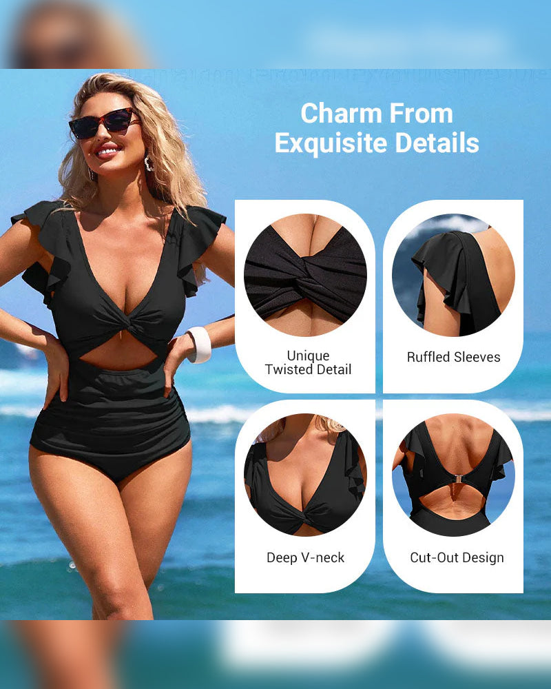 Sexy Ruffled One-Piece Swimsuit – Ruffle Detail, Tummy Control & Vibrant Colors