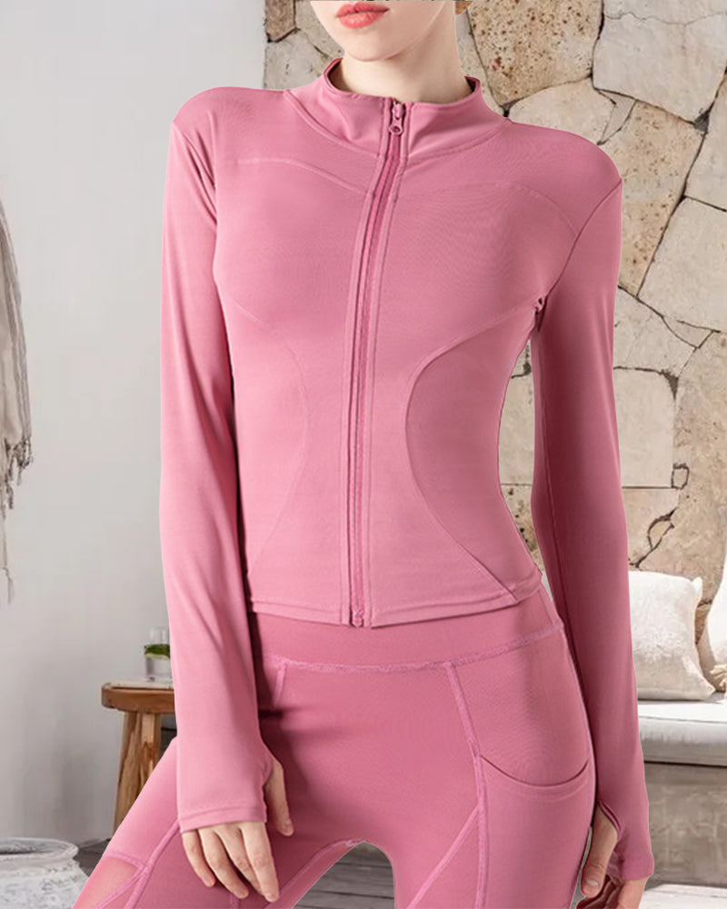 Solid color slim yoga coat 2024 f/w coats spring summer