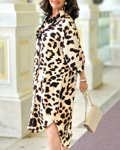 Leopard print loose fit dress 202466 casual dresses summer