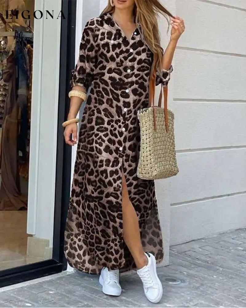 Leopard print shirt dress Khaki 2023 f/w 23BF casual dresses Clothes Dresses spring summer