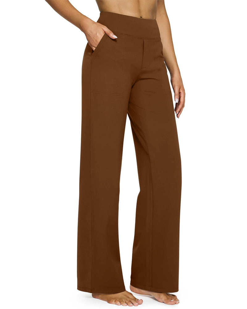Women's High Waist Stretch Casual Yoga Wide Leg Pants