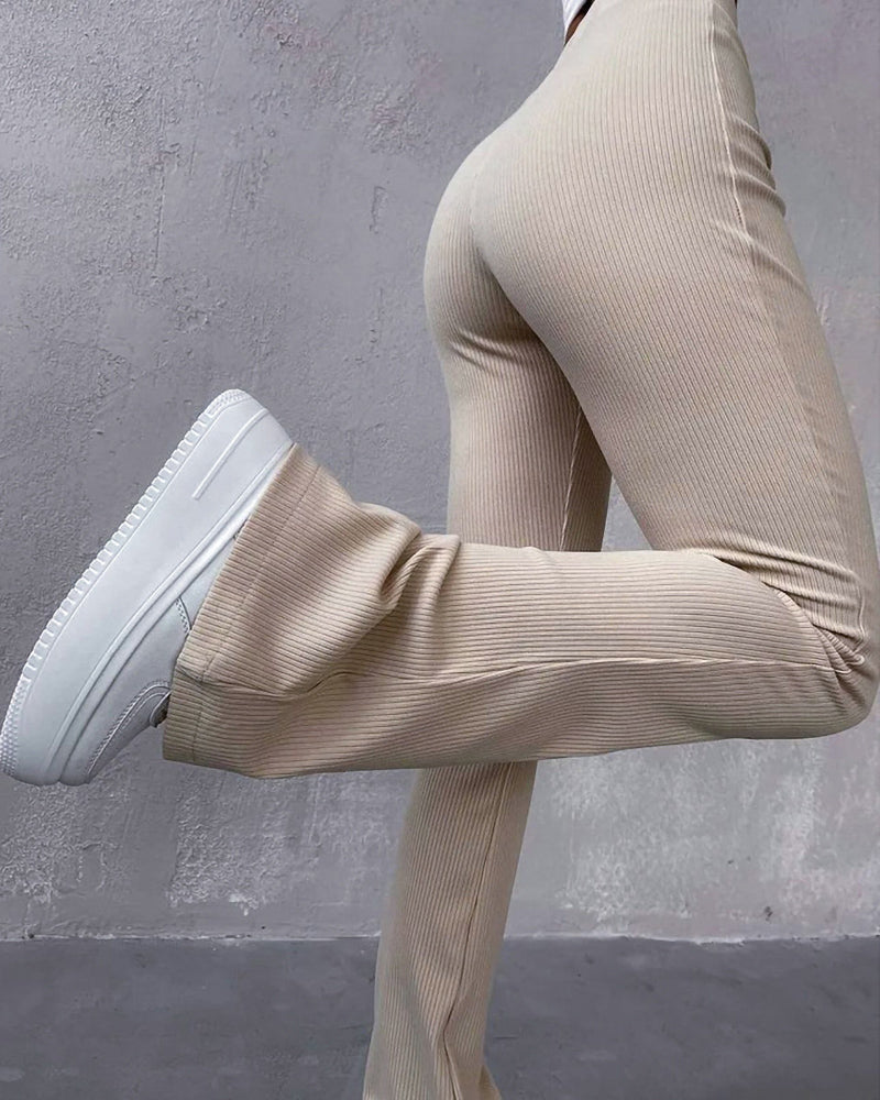 Solid color flared slim fit trousers 2024 f/w pants