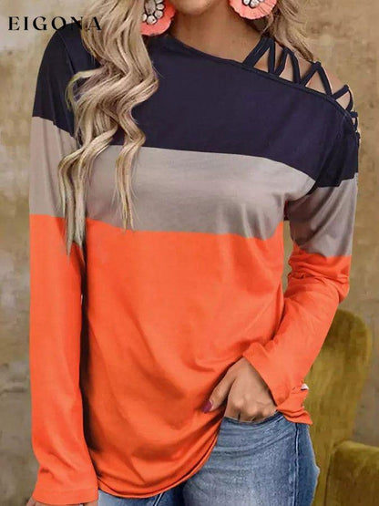 Color-Block Cross-Strap Off-The-Shoulder Top top tops