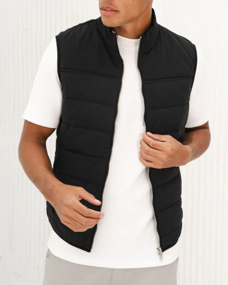 Men's Sleeveless Solid Color Casual Zipper Vest 2024 f/w coats man