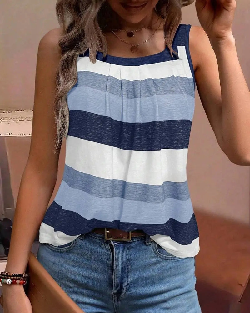 Sleeveless Square Neck Striped Tank Top summer tank tops & camis