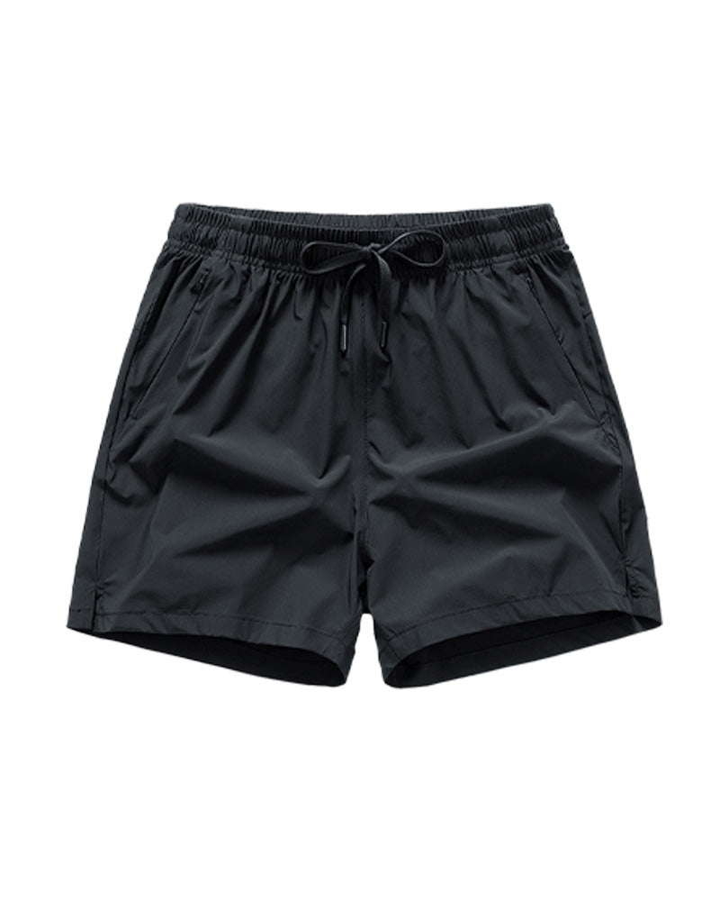 Men Elastic Waist Pocket Quick-Dry Ice Silk Sports Shorts