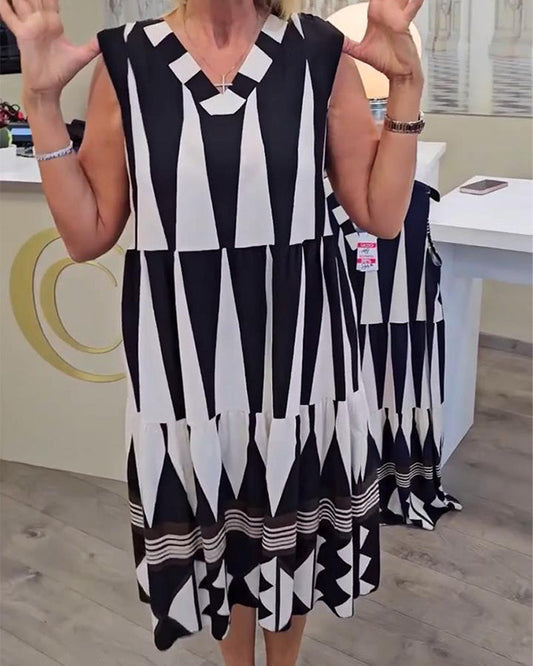 Sleeveless Geometric Print Dress