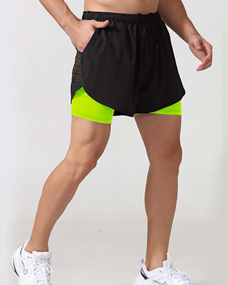 Men's quick-drying breathable double-layer sports shorts 2024 f/w shorts man spring summer