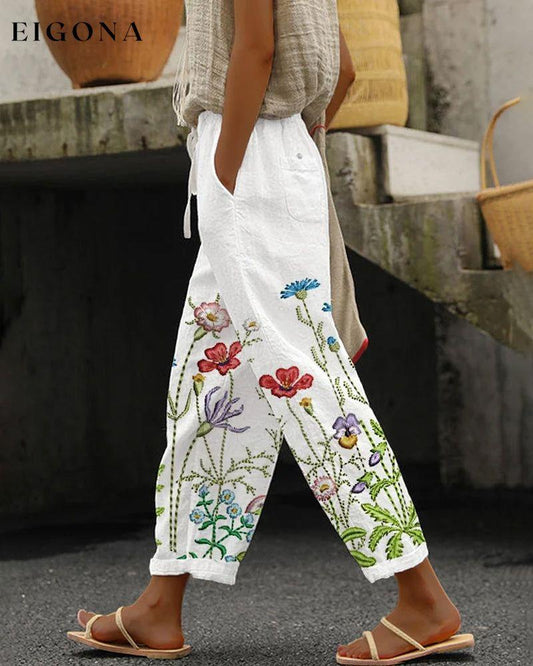 Floral Pocket Casual Pants pants spring summer