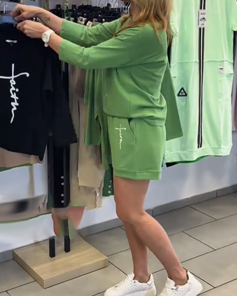 Langärmliges Shorts-Set mit Aufdruck