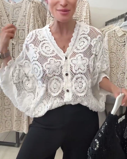 Hohler, einfarbiger Langarmmantel