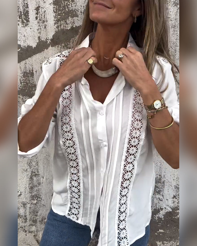 Einfarbiges, hohles Hemd mit Revers