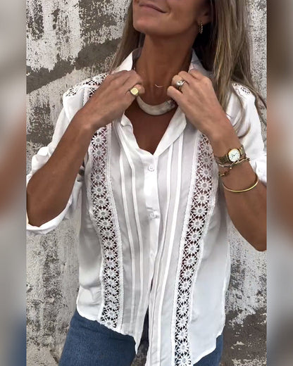 Einfarbiges, hohles Hemd mit Revers