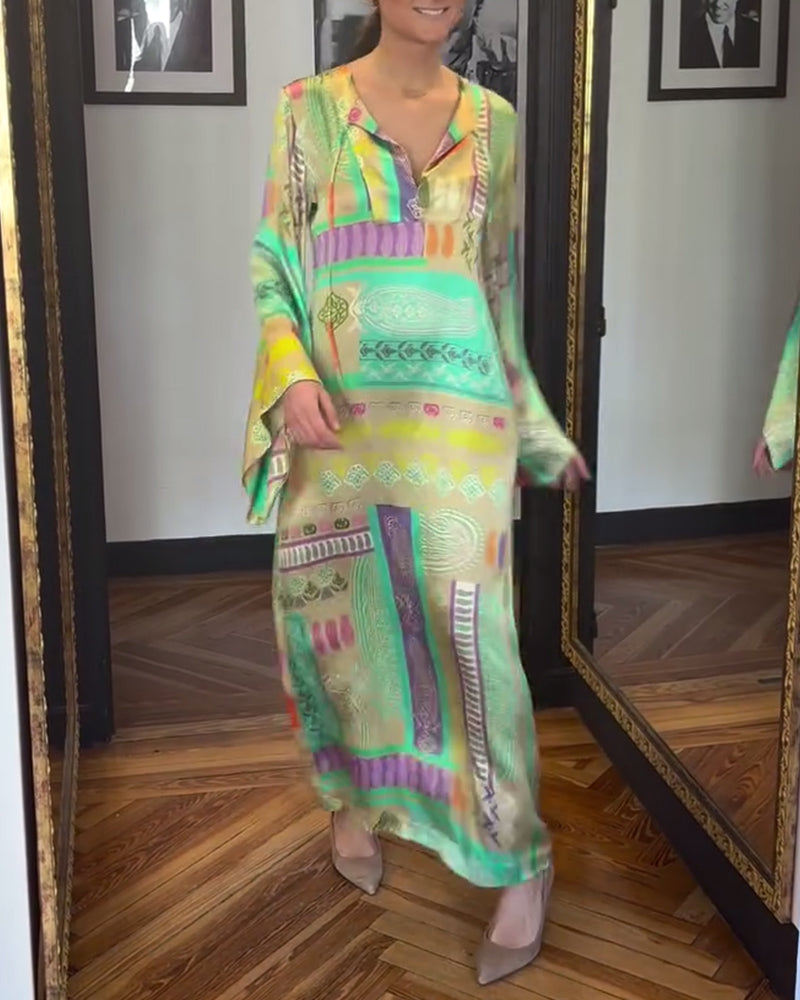 Langärmliges Kleid mit Krawattenmuster